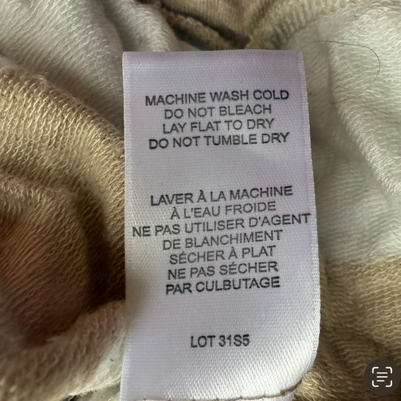 Kensie Tan and White Striped Hoodie Size XL Neutral Casual Oversized Athleisure - Picture 4 of 11